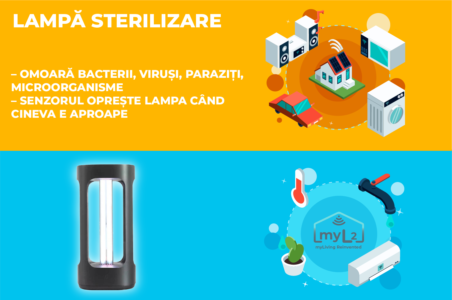 Lampa Smart Wi-Fi pentru sterilizare UV-C